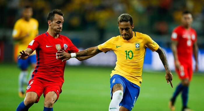 Brazil thắng 4 trên 5 lần gặp mặt gần nhất với Chile