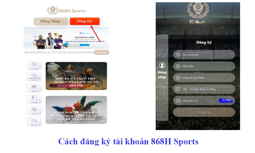 Cách đăng ký tài khoản 868H Sports